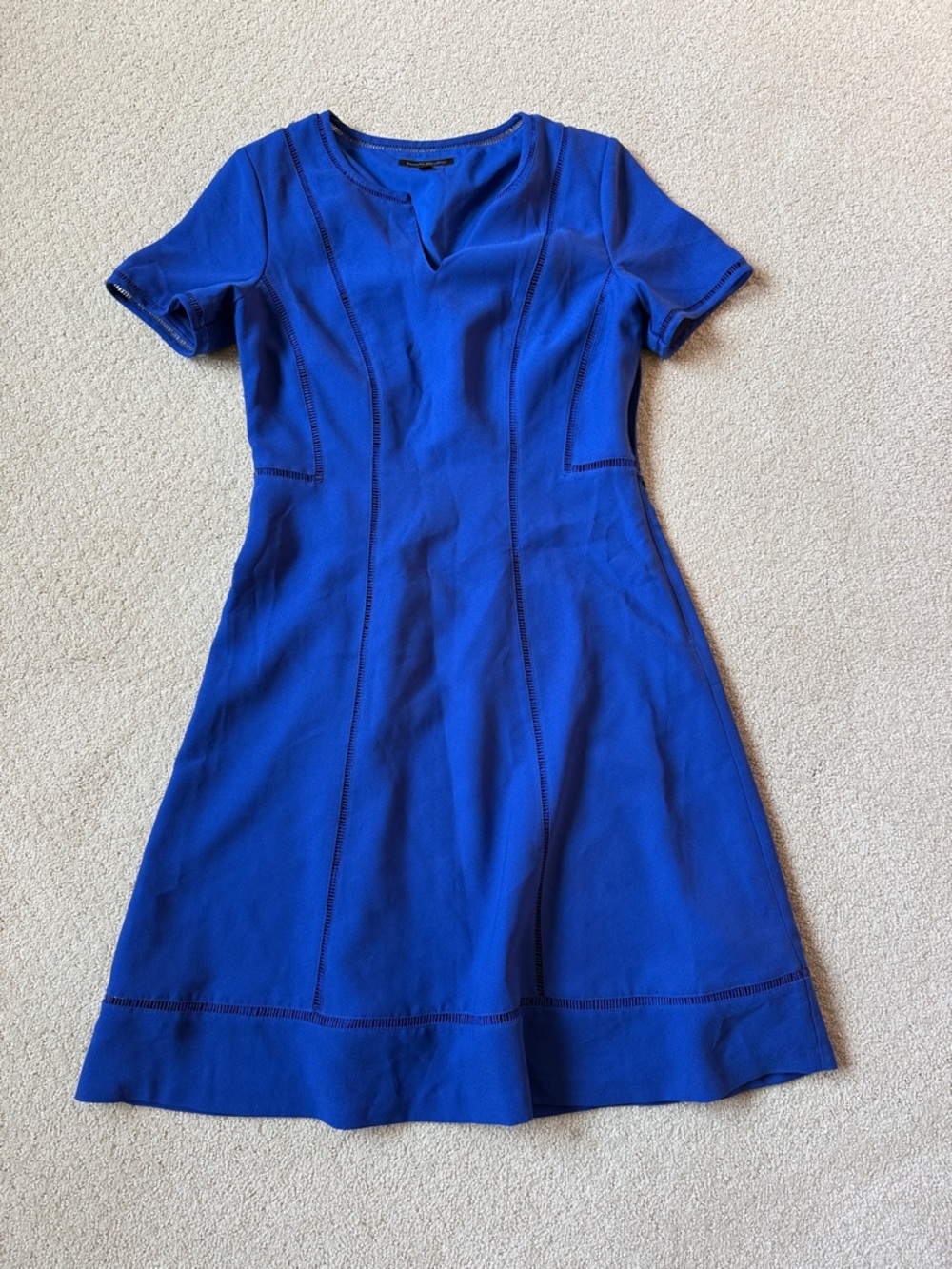 Banana Republuc Blue Short-Sleeve A-Line Dress. Tall 8